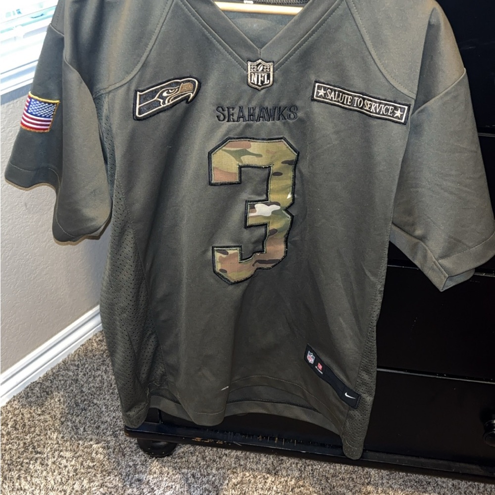 Nike Kids Olive Green Seahawks Salute to Service Jersey